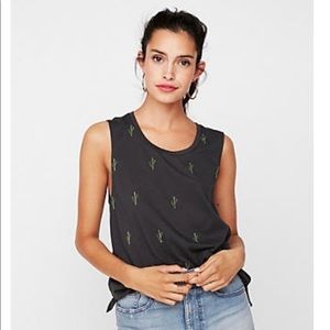 Express Sparkly Cactus Muscle Tank